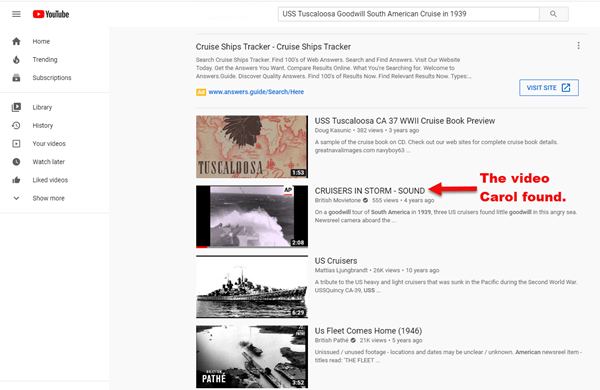 YouTube search for family history