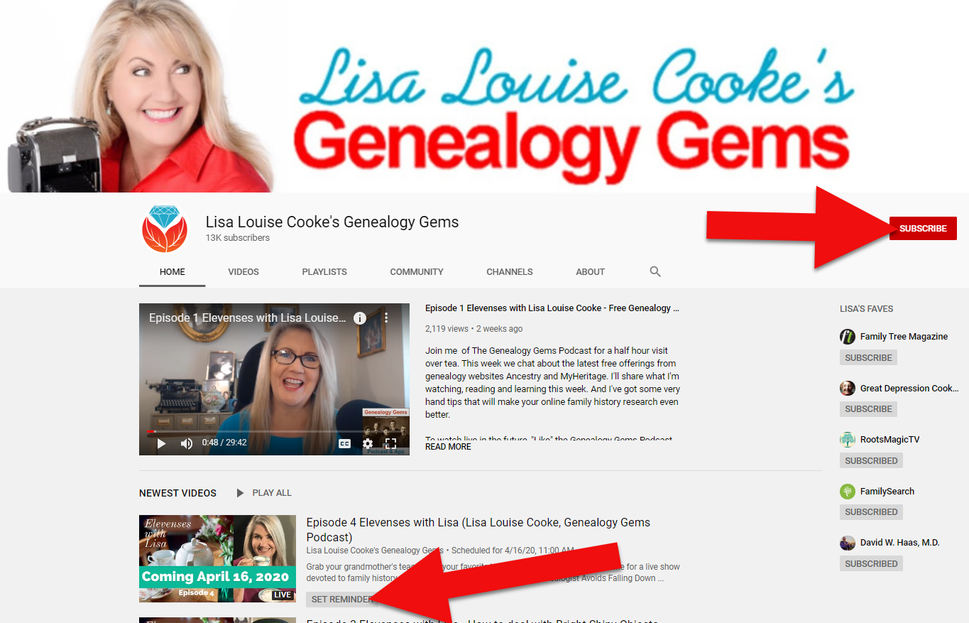 Subscribe and watch at the Genealogy Gems YouTube channel